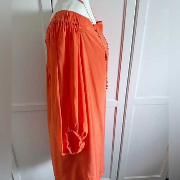 Trina Turk Windward Windward Orange Off Shoulder Dress Sz XL Summer Vacay - Picture 9 of 15